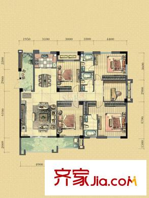 中庚紫金香山戶型圖12#02單元 5室2廳3衛(wèi)1廚