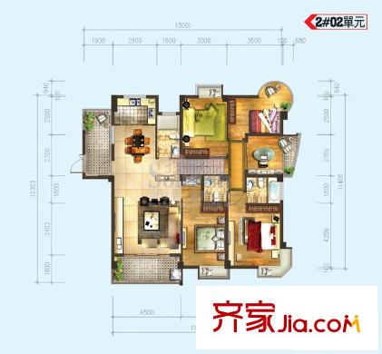 優(yōu)派凱城戶型圖2#02單元 5室2廳3衛(wèi)1廚