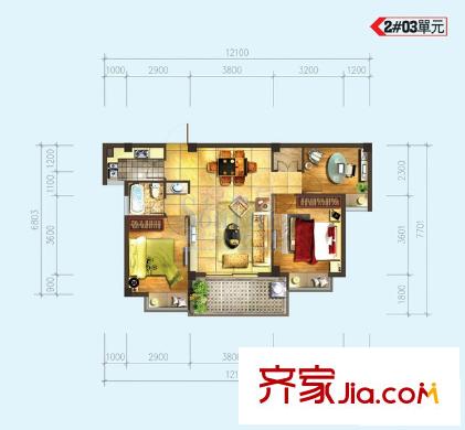 優(yōu)派凱城戶型圖2#03單元 3室2廳1衛(wèi)1廚
