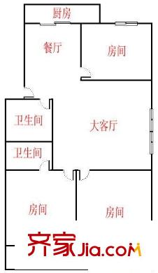 利嘉花園 3室 戶型圖