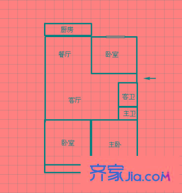 利嘉花園 3室 戶型圖