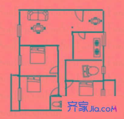 鴻運星城 3室 戶型圖