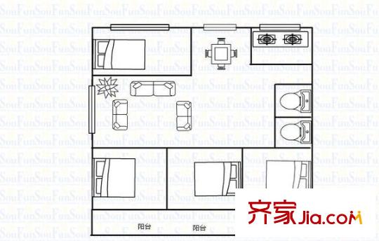 東城公寓 4室 戶型圖