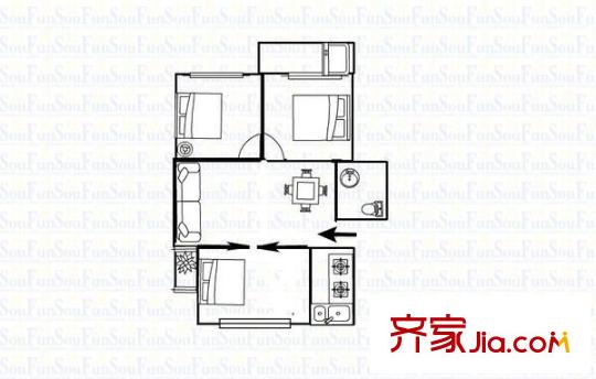 南臺(tái)新苑紫竹園 3室 戶型圖