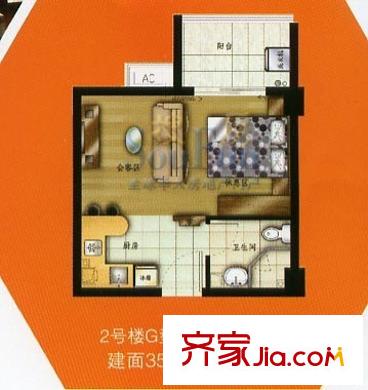 冠亞廣場(chǎng)戶(hù)型圖1室1廳1衛(wèi)1廚