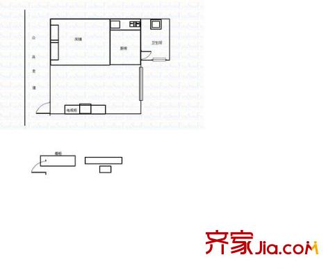 福祿坊 1室 戶型圖