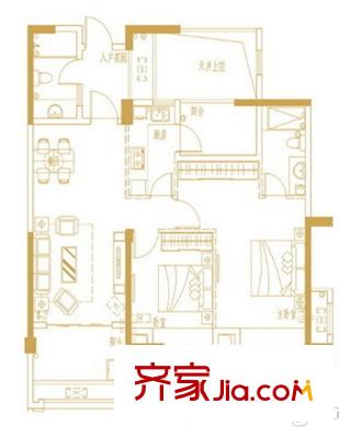 正榮潤園戶型圖C3戶型圖 2室1廳1衛(wèi)1廚