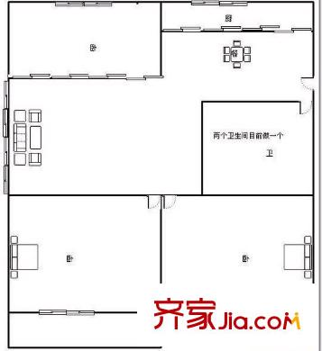 天水園 3室 戶型圖