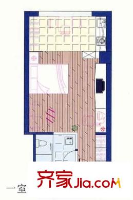 漢江陽光城戶型圖1室1廳 戶型圖 1室1廳1衛(wèi)1廚