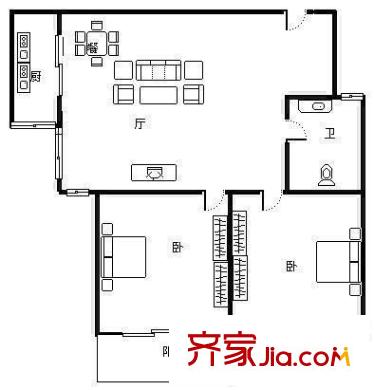 上洋小區(qū) 2室 戶型圖