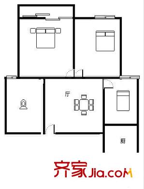 上洋小區(qū) 2室 戶型圖