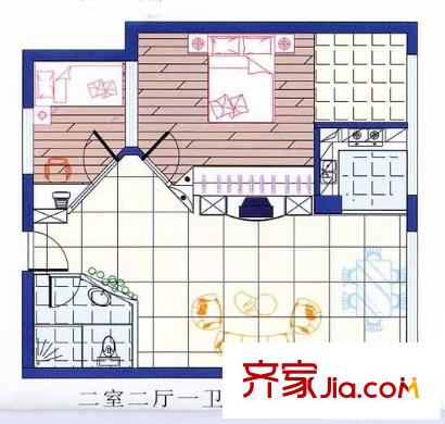 漢江陽光城戶型圖2室2廳 戶型圖 2室2廳1衛(wèi)1廚