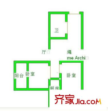晉東花園 2室 戶型圖