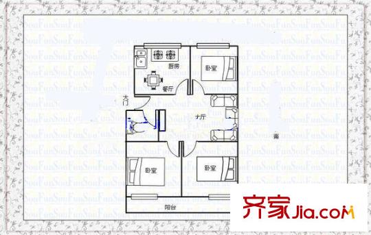 市交警單位宿舍4層戶型圖