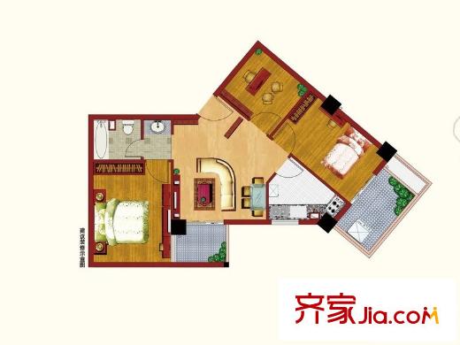 華林上景戶(hù)型圖1#09戶(hù)型 3室1廳1衛(wèi)1廚