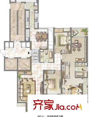 中天金海岸二期俊仕苑戶型圖中天金海岸二期俊仕苑 4室 戶型圖 4室2廳2衛(wèi)1廚