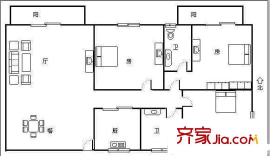 融僑花園二區(qū) 3室 戶型圖
