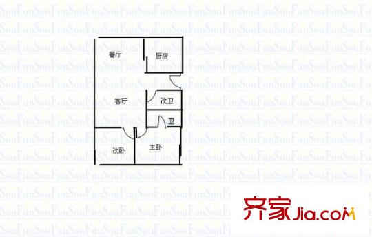 融僑花園二區(qū) 2室 戶型圖