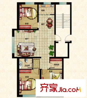美聯(lián)公園前戶型圖3室2廳 戶型圖 3室2廳1衛(wèi)1廚