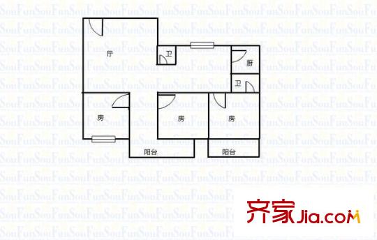 白馬花園 3室 戶型圖