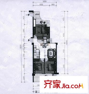 洋中花園文景苑戶型圖10號(hào)B戶型 3室2廳1衛(wèi)1廚