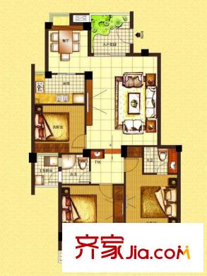 江浩尚景園戶型圖G2戶型 3室2廳2衛(wèi)1廚