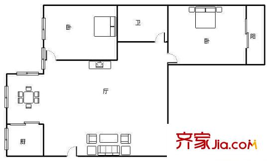 金城小區(qū) 2室 戶型圖