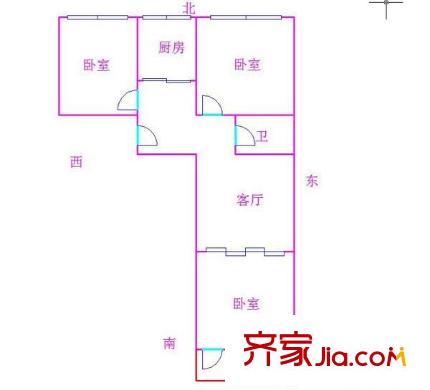 白水塘小區(qū) 3室 戶型圖