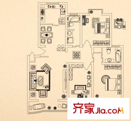 錦繡豪園戶型圖4室2廳 戶型圖 4室2廳2衛(wèi)1廚