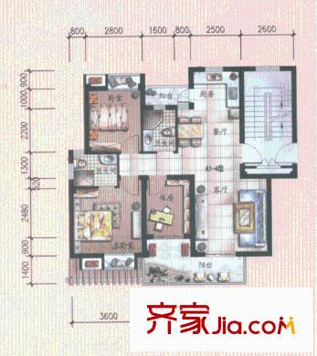 金山碧水一期風(fēng)荷苑戶型圖金山碧水一期風(fēng)荷苑 3室 戶型圖 3室2廳2衛(wèi)1廚