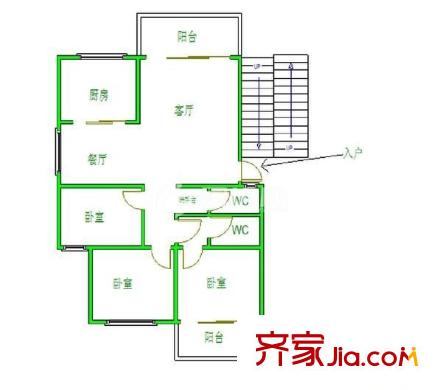 金山碧水一期風(fēng)荷苑戶型圖金山碧水一期風(fēng)荷苑 3室 戶型圖 3室2廳2衛(wèi)1廚