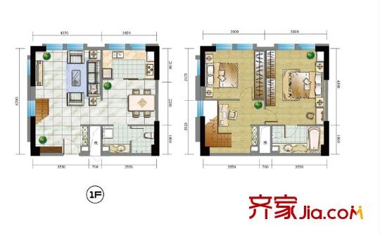 百步亭?金橋匯戶型圖D戶型 2室2廳2衛(wèi)1廚