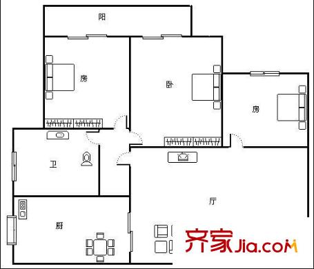 明陽天下 3室 戶型圖