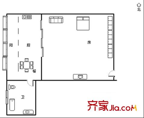 明陽天下 1室 戶型圖