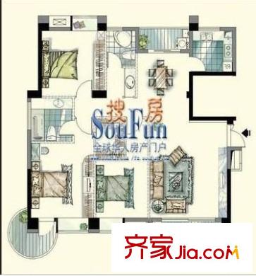 金山桔園一期鑫苑戶型圖金山桔園一期鑫苑 4室 戶型圖 4室2廳2衛(wèi)1廚