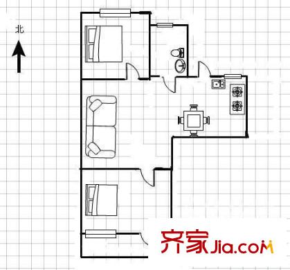 浦前新村 2室 戶型圖