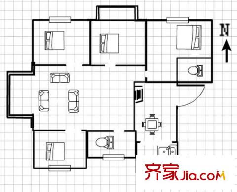 日出東方 4室 戶型圖