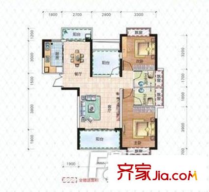 鉑晶時代 2室 戶型圖