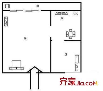 永鴻美域東方 1室 戶型圖
