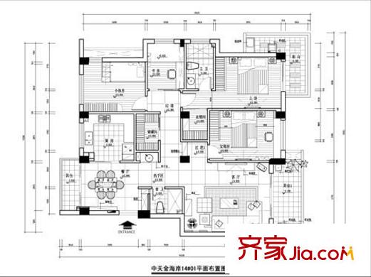 中天金海岸三期金爵苑戶型圖中天金海岸三期金爵苑 3室 戶型圖 3室2廳2衛(wèi)1廚