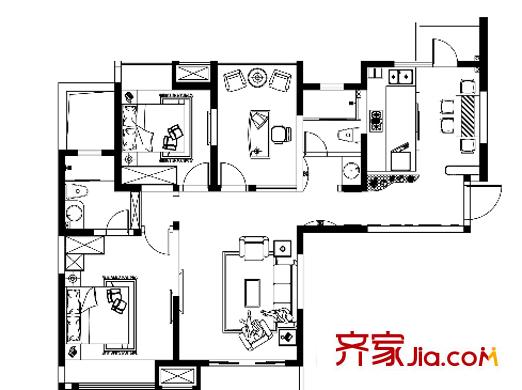 百帝苑戶型圖3室2廳 戶型圖 3室2廳2衛(wèi)1廚