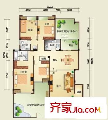 迪雅花園 5室 戶型圖