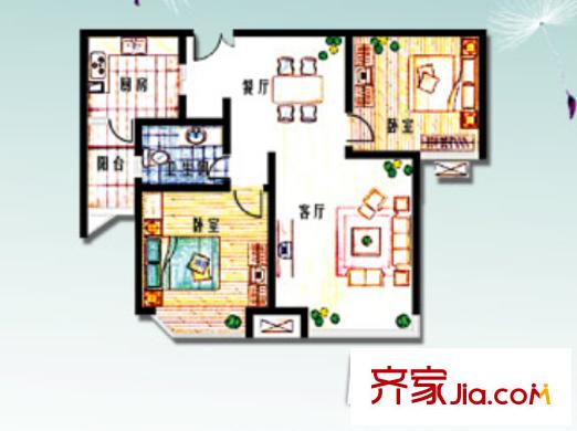 新地東方華府戶型圖3室2廳 3室2廳