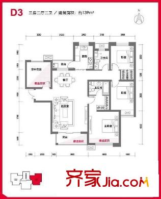 福州金融街萬達(dá)廣場 1室 戶型圖