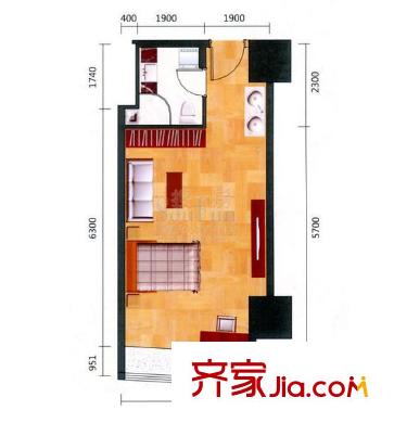 福州金融街萬達廣場戶型圖C1樓11~16單元戶型圖（面積44.84-52.73） 1室1廳1衛(wèi)