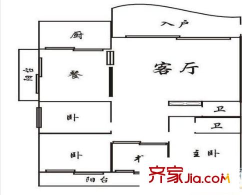 塞納陽光 4室 戶型圖