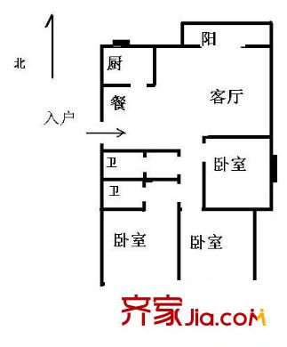 金建小區(qū) 3室 戶型圖