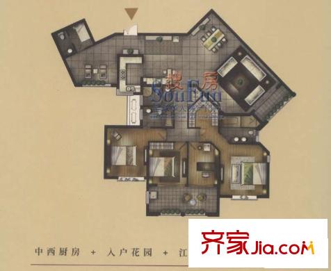 融匯江山戶型圖A3御景閣 4室2廳3衛(wèi)1廚