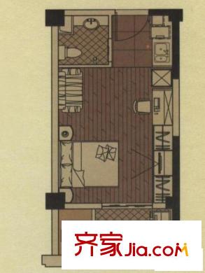 博仕后家園戶型圖4＃樓a4戶型 1室1廳1衛(wèi)1廚