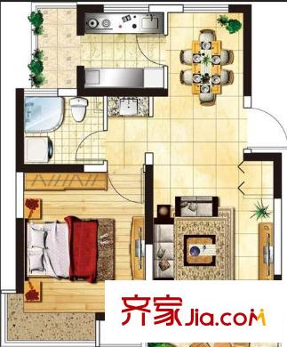 七星青山天兴花园(还建房)户型图2室2厅 户型图 2室2厅